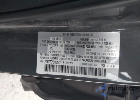 2018 Mazda Cx-5 Touring z USA, uszkodzony, nr VIN JM3KFBCM3J0422113